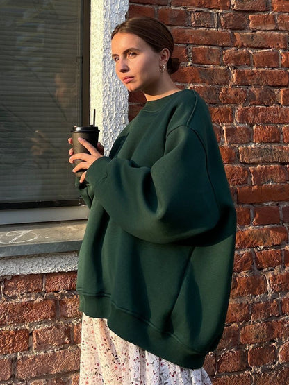 Neutral Style Fleece Hoodie Trend Women's Versatile Loose Polar Fleece Sweatshirt