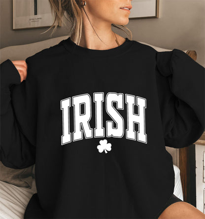 Irish Letter Print Pattern Round Neck Women's Hoodie Long Sleeve