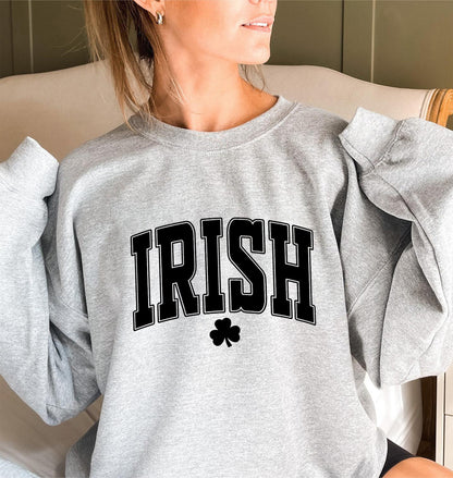 Irish Letter Print Pattern Round Neck Women's Hoodie Long Sleeve