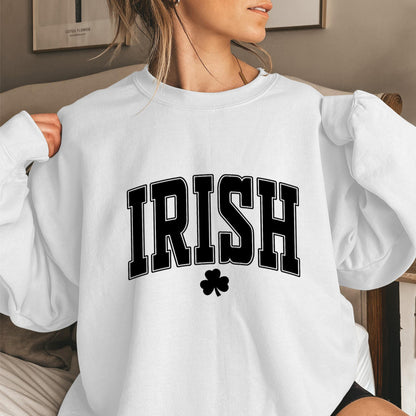 Irish Letter Print Pattern Round Neck Women's Hoodie Long Sleeve