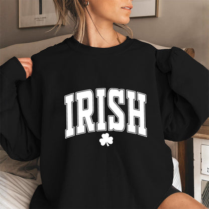 Irish Letter Print Pattern Round Neck Women's Hoodie Long Sleeve