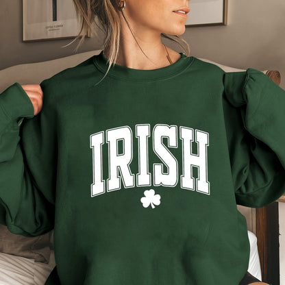 Irish Letter Print Pattern Round Neck Women's Hoodie Long Sleeve