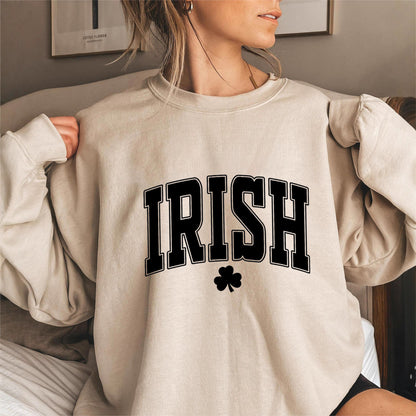 Irish Letter Print Pattern Round Neck Women's Hoodie Long Sleeve