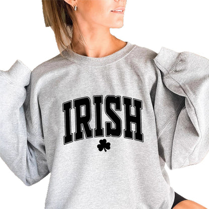 Irish Letter Print Pattern Round Neck Women's Hoodie Long Sleeve