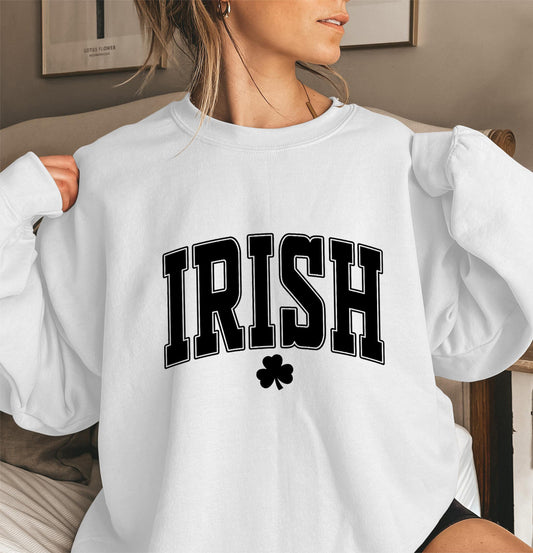Irish Letter Print Pattern Round Neck Women's Hoodie Long Sleeve